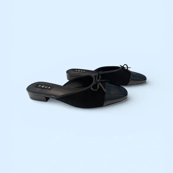 Aqua Glossy Black Loafers - Picture 3 of 5